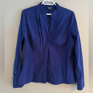 NEW NWT - TRIPLET Deep blue purple blouse ruffled - L (petite)